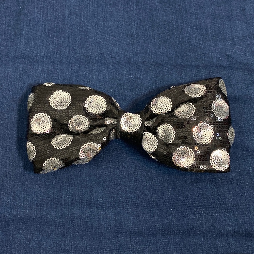 Disney Classic Black and Silver Sequin Sparkle Bow